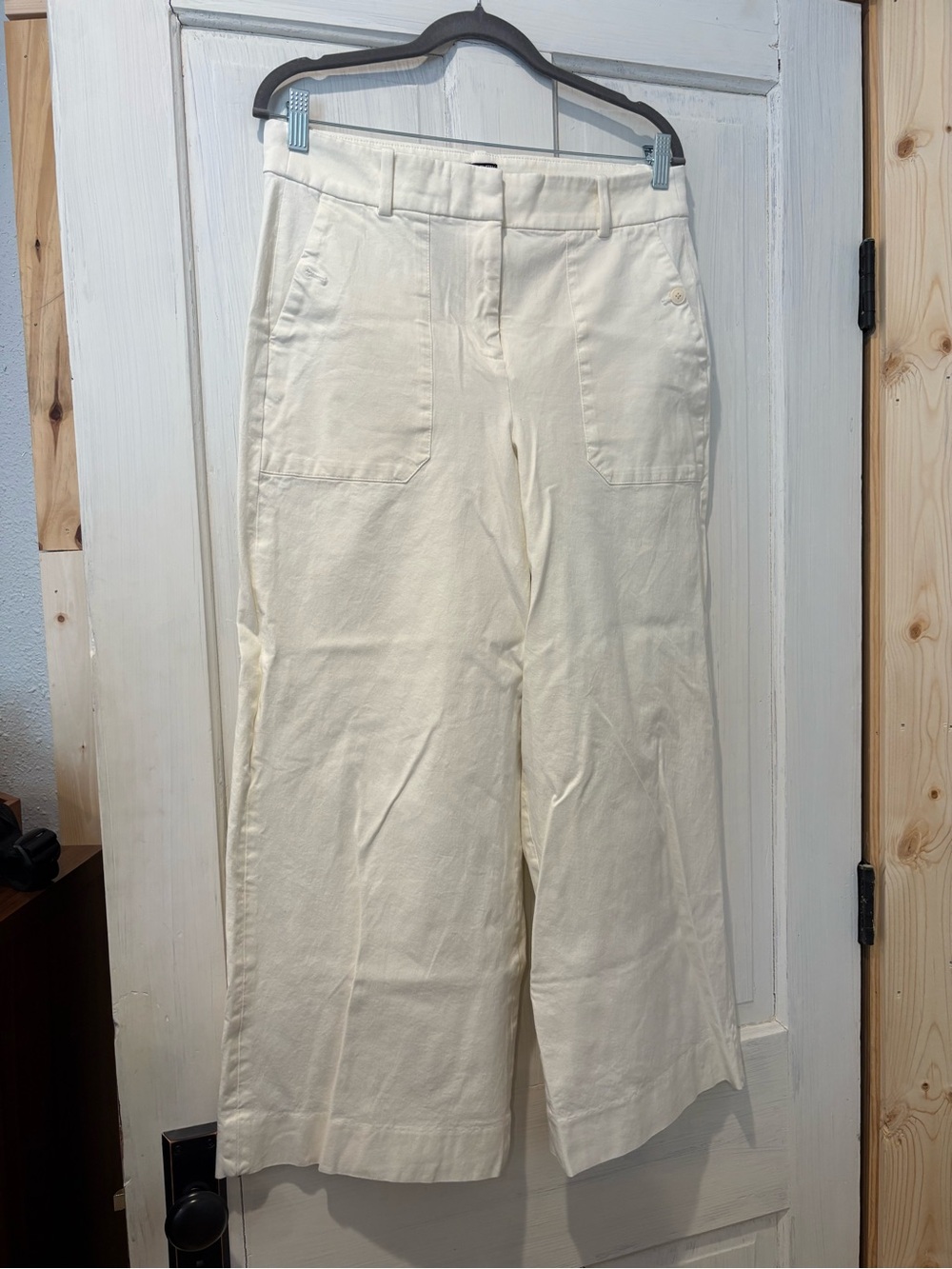 Jcrew Cream Wide-Leg High-Rise Pants